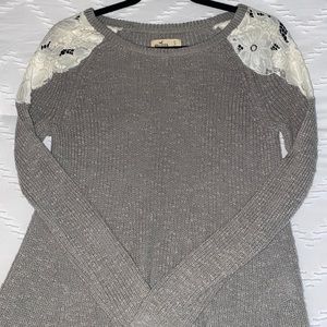 Hollister Grey and Lace Sweater